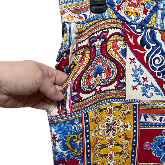 Haute Hippie Palazzo Pants Large Colorful Geometric Ethnic Print Boho Pockets - Picture 6 of 8